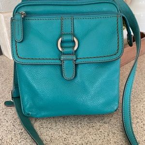 Fossil Leather Crossbody Handbag Teal